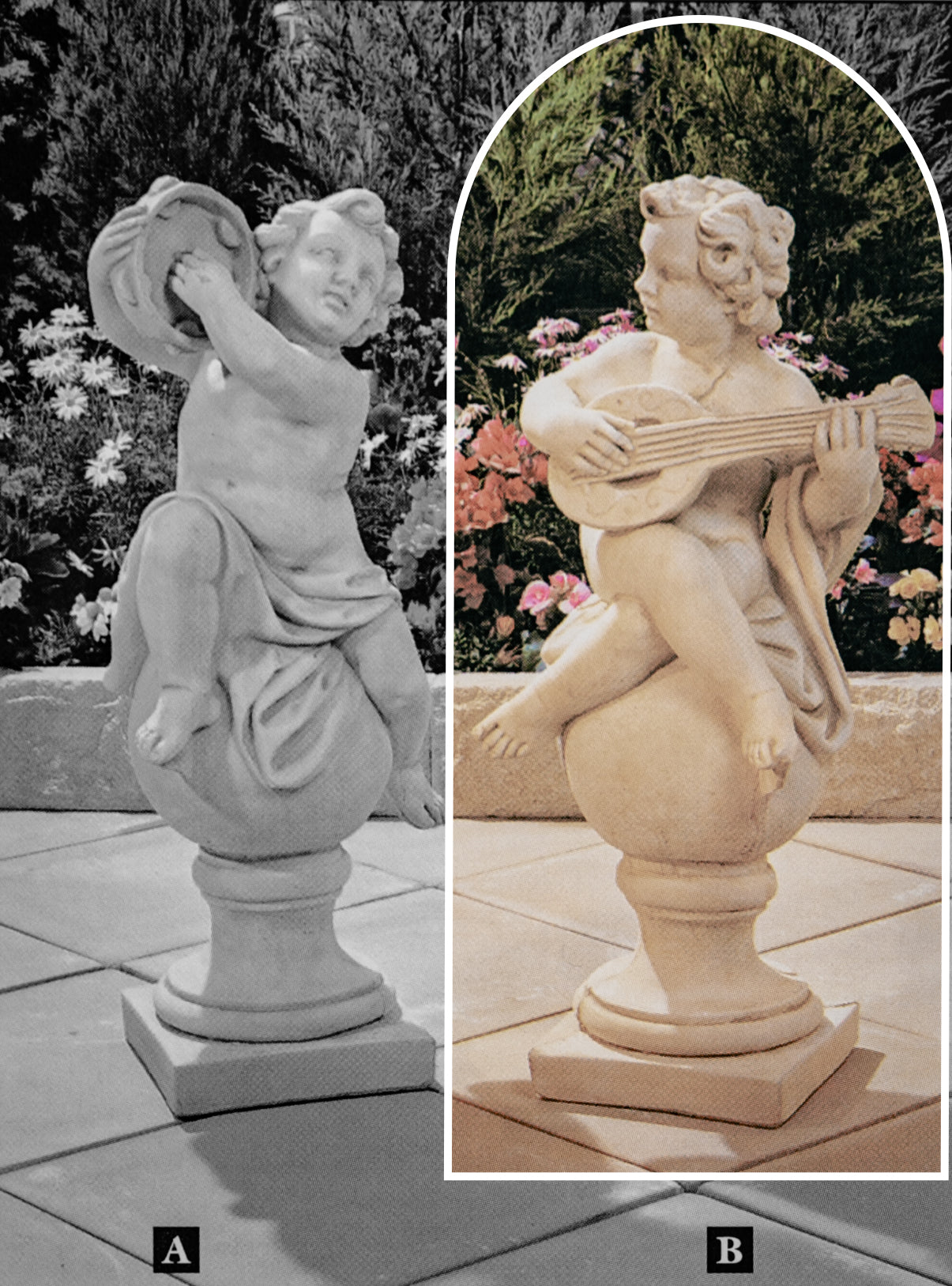 Musician with Guitar Medium Concrete Garden Statue