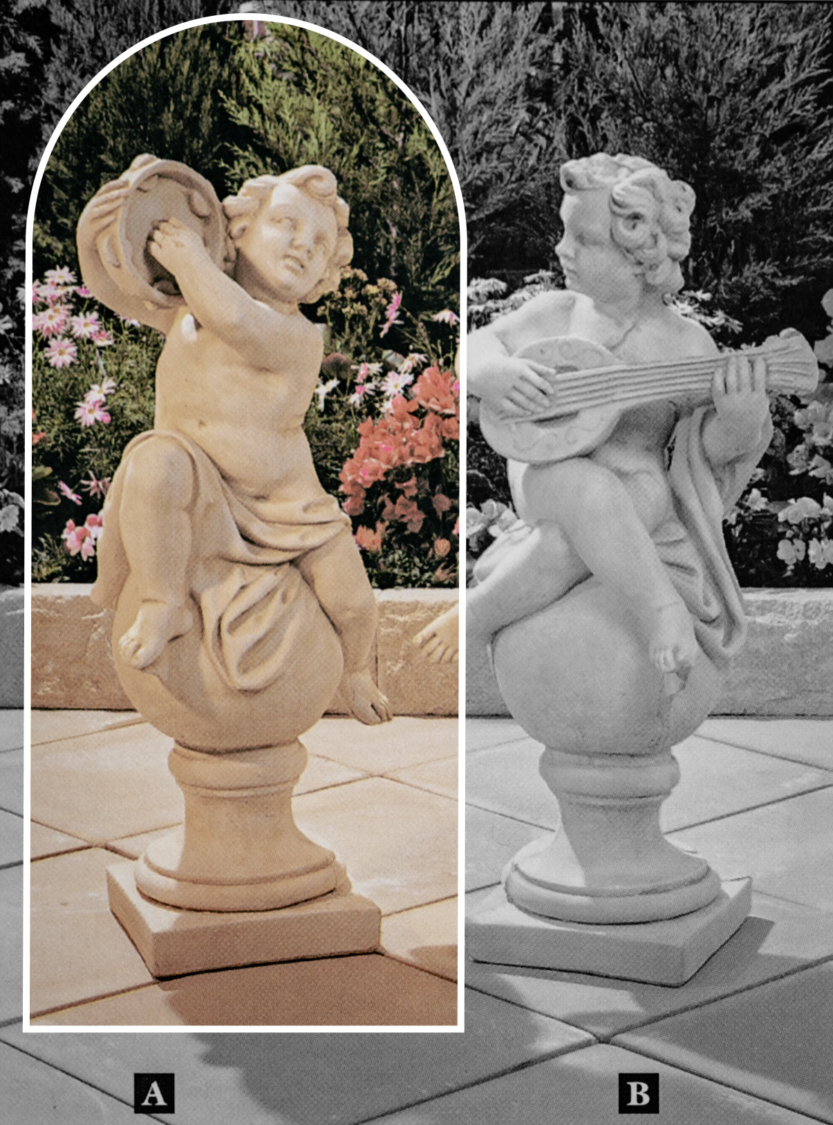 Musician with Tambourine Medium Concrete Garden Statue