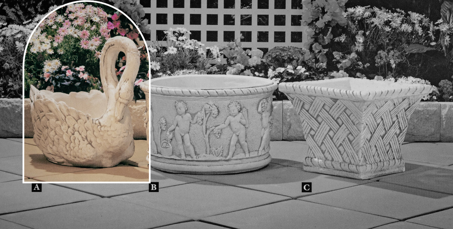 The Swan Urn Concrete Garden Planter